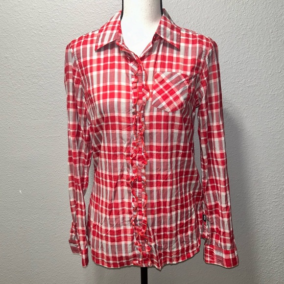 Vans Red Plaid Patterned Collared Button Down Size M - Picture 1 of 5